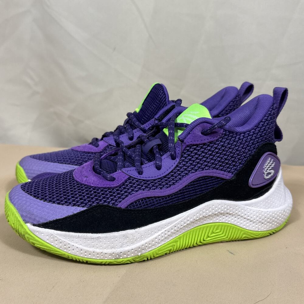 Under Armour Curry Basketball Shoes Youth 6Y Purple Lime Green Stephen Curry
